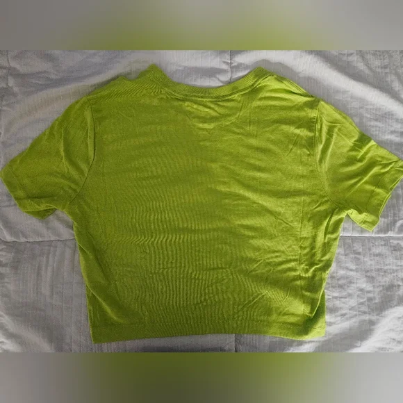 Med Nike Air Lime Green Slim Fit Cropped T-Shirt - Picture 2 of 4